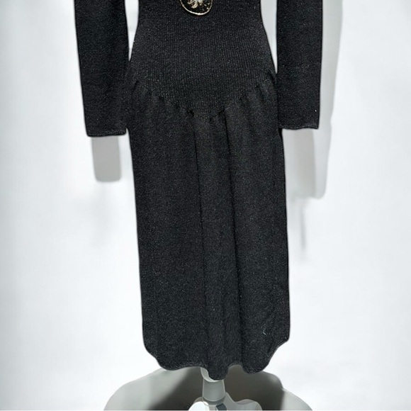 🌻VINTAGE 1980s Pat Sandler for Wellmore Black Knit Sequined Dress Tagged Size 8 - Picture 6 of 14